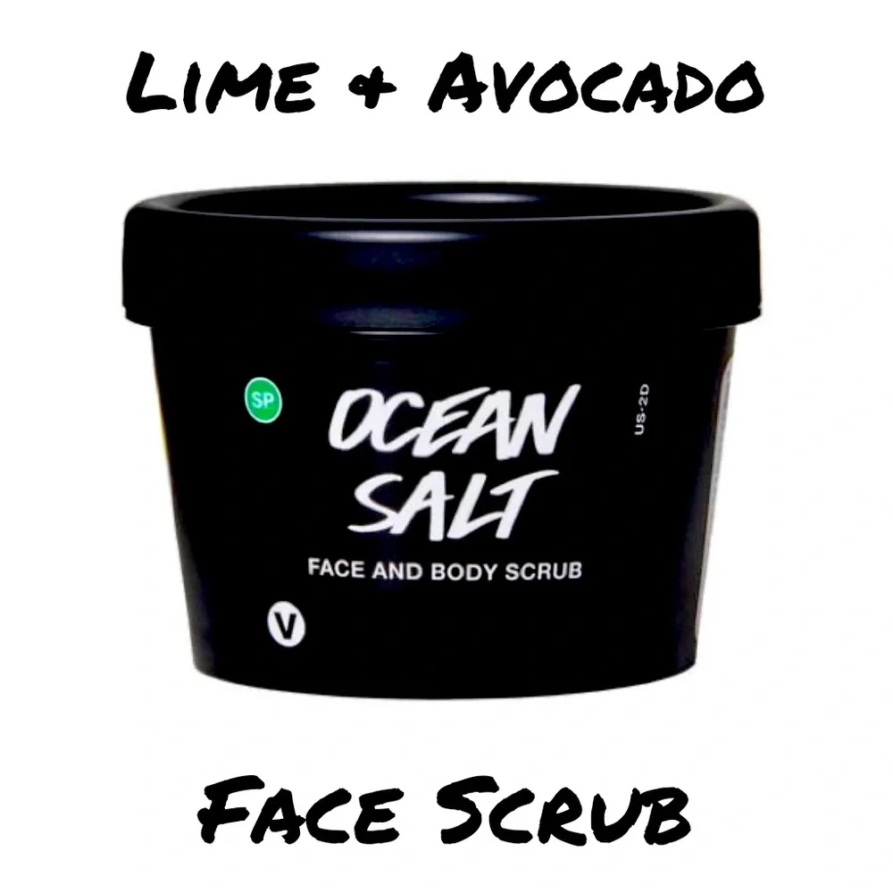LIME AND AVOCADO ORGANIC SEA SALT FACE SCRUB 4oz (Lush Recipe) - Picture 1 of 5